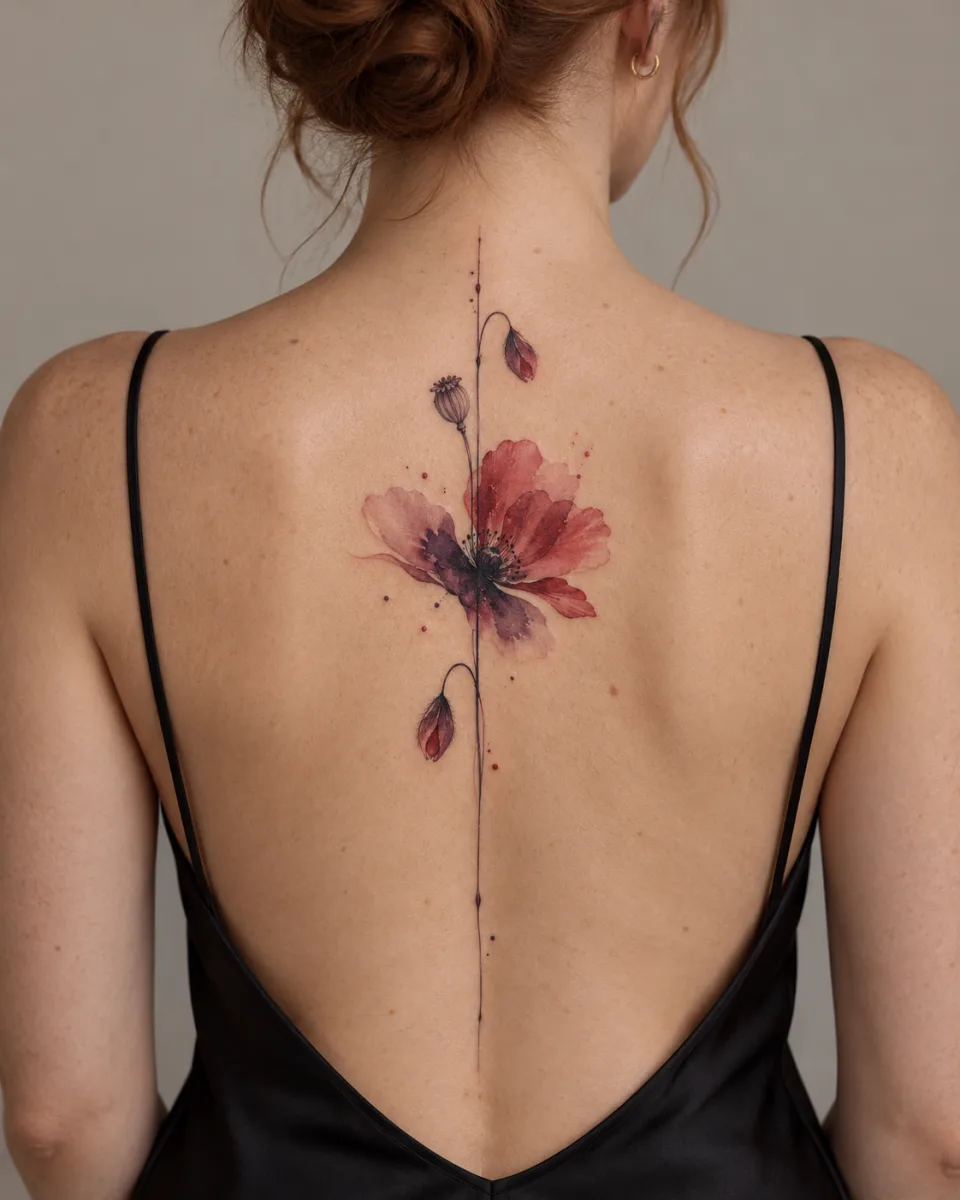 coquelicot aquarelle — simulation sur peau