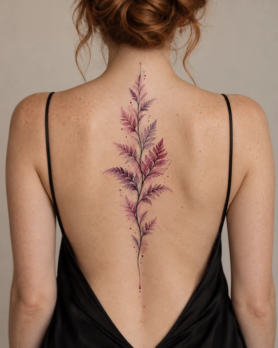 flash feuilles fougères — simulation sur peau
