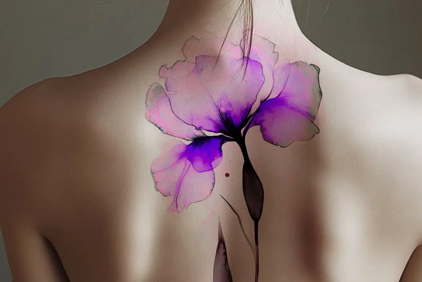 Iris aquarelle — simulation sur peau