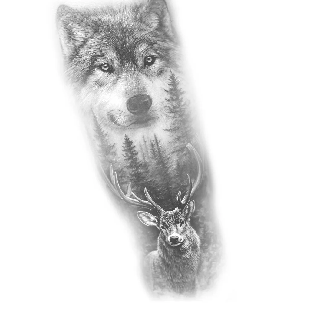 Loup et cerf