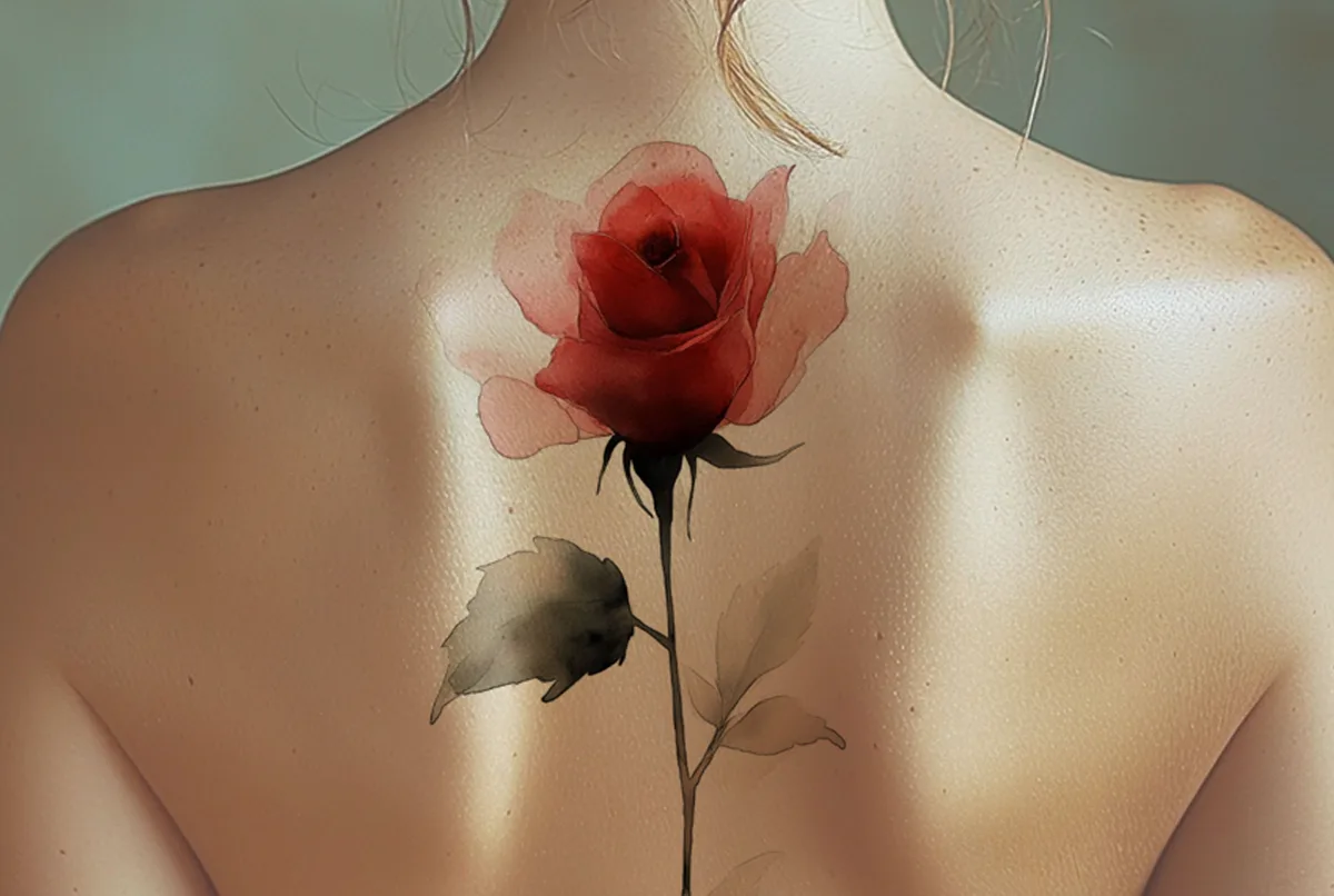 Rose — simulation sur peau