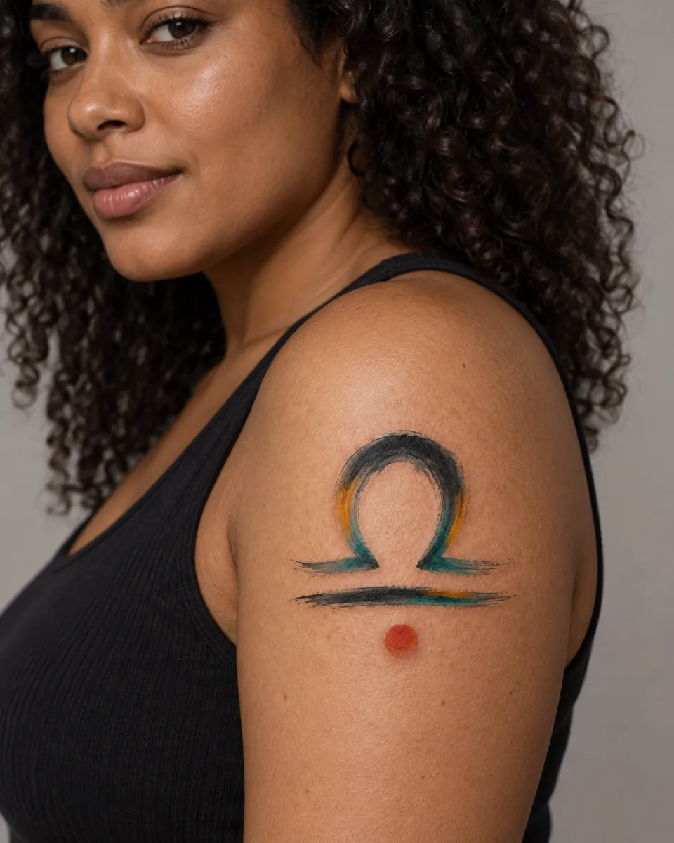 Signe astrologique de la balance — simulation sur peau