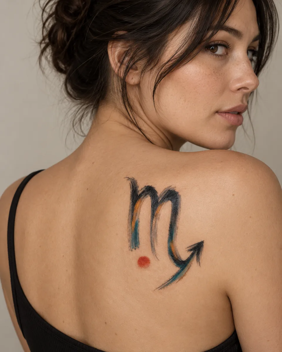 Signe astrologique du Scorpion — simulation sur peau