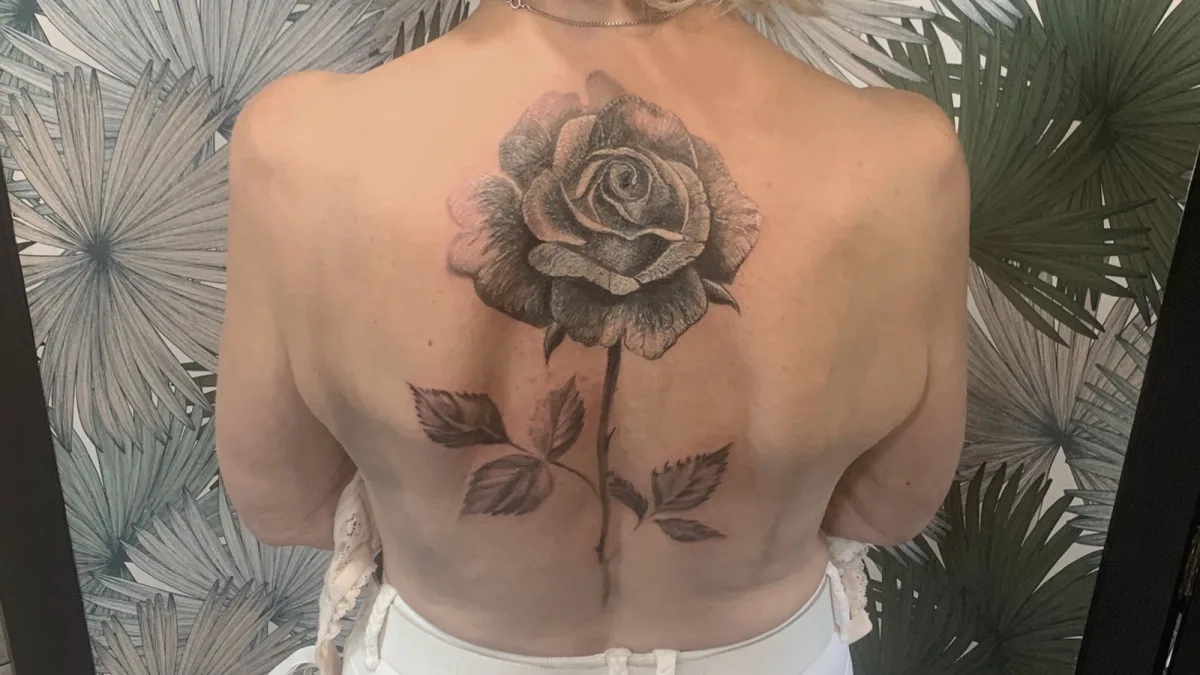 Rose cover-up sur diablotin : une transformation dans le dos