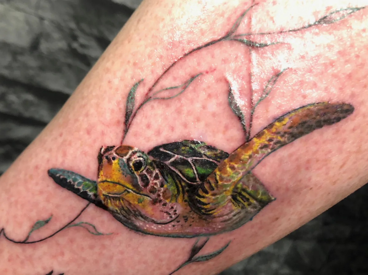 Tortue hyperréaliste : un tatouage vivant sur ta peau - photo